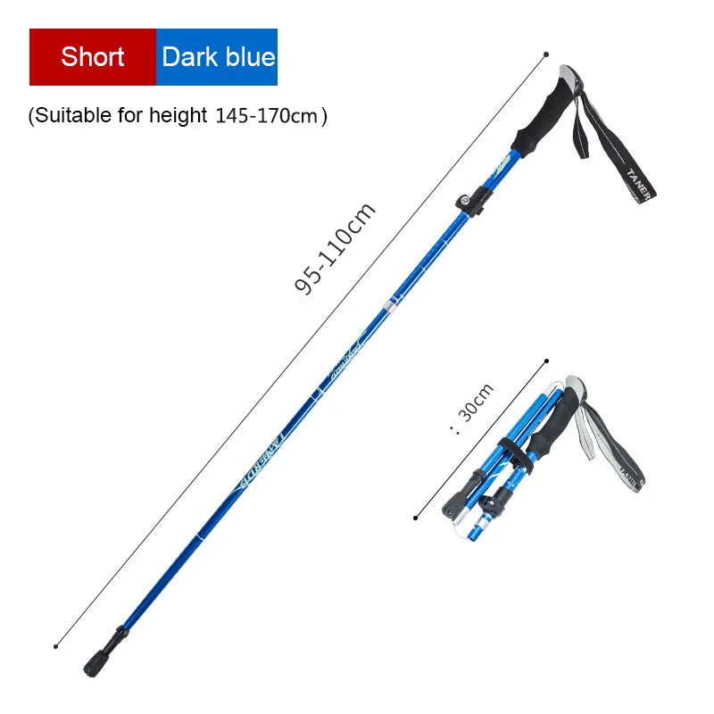 Trekking Stick 5-Section Telescopic Folding Trekking Poles Outdoor Camping Ultralight Portable Foldable Walking Hiking Stick