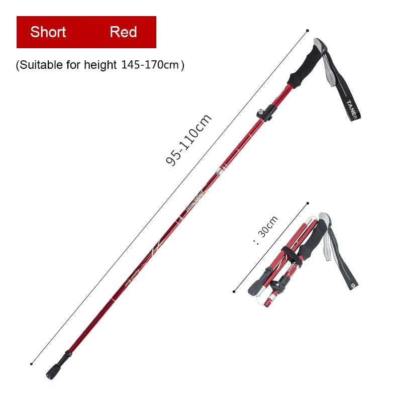 Trekking Stick 5-Section Telescopic Folding Trekking Poles Outdoor Camping Ultralight Portable Foldable Walking Hiking Stick