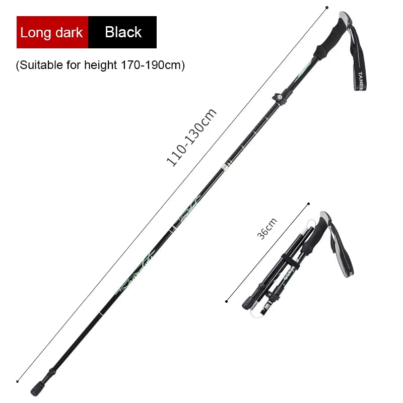 Trekking Stick 5-Section Telescopic Folding Trekking Poles Outdoor Camping Ultralight Portable Foldable Walking Hiking Stick