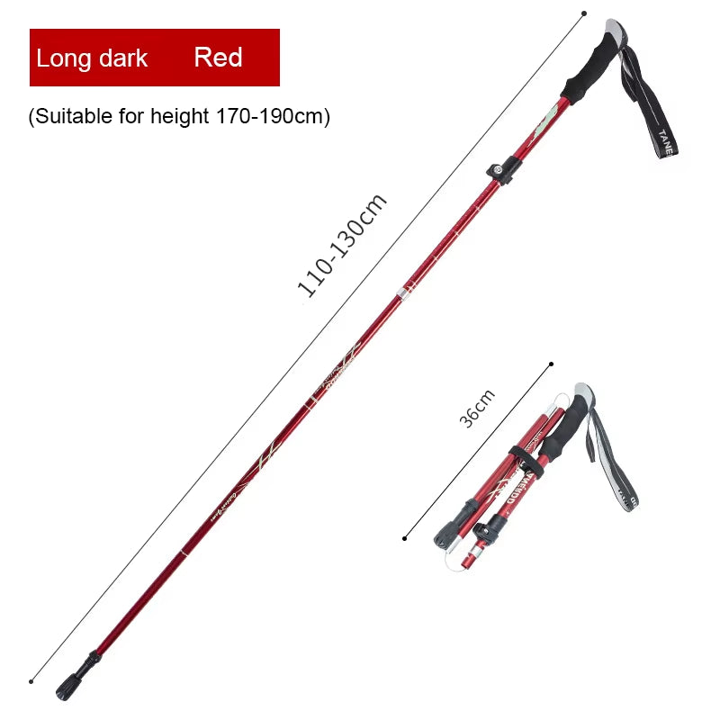 Trekking Stick 5-Section Telescopic Folding Trekking Poles Outdoor Camping Ultralight Portable Foldable Walking Hiking Stick