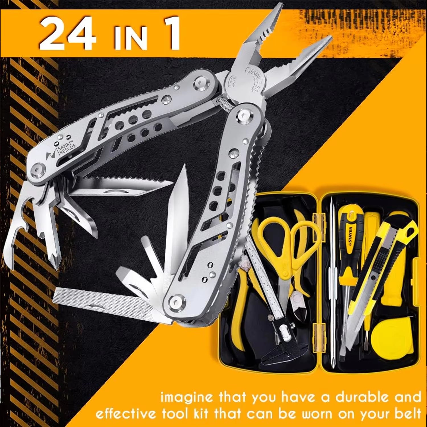 24 in 1 Multifunctional Universal Diagonal Pliers Hardware Wire Cutters Professional Electrician anti Slip Durable Repair Tools