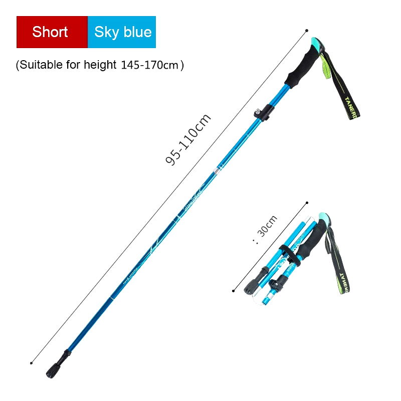 Trekking Stick 5-Section Telescopic Folding Trekking Poles Outdoor Camping Ultralight Portable Foldable Walking Hiking Stick