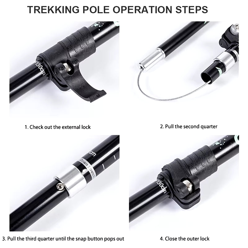 Trekking Stick 5-Section Telescopic Folding Trekking Poles Outdoor Camping Ultralight Portable Foldable Walking Hiking Stick