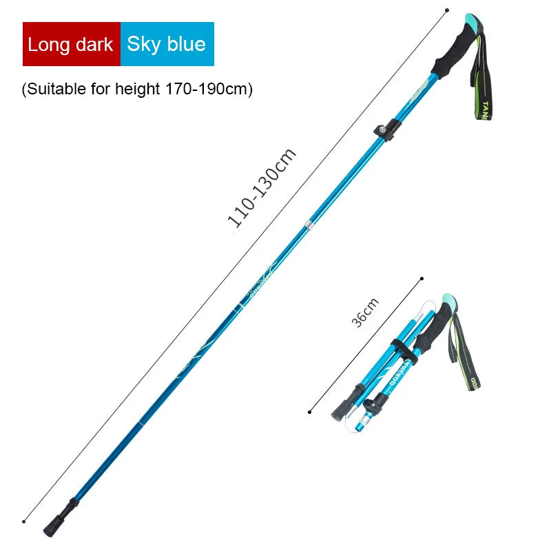 Trekking Stick 5-Section Telescopic Folding Trekking Poles Outdoor Camping Ultralight Portable Foldable Walking Hiking Stick