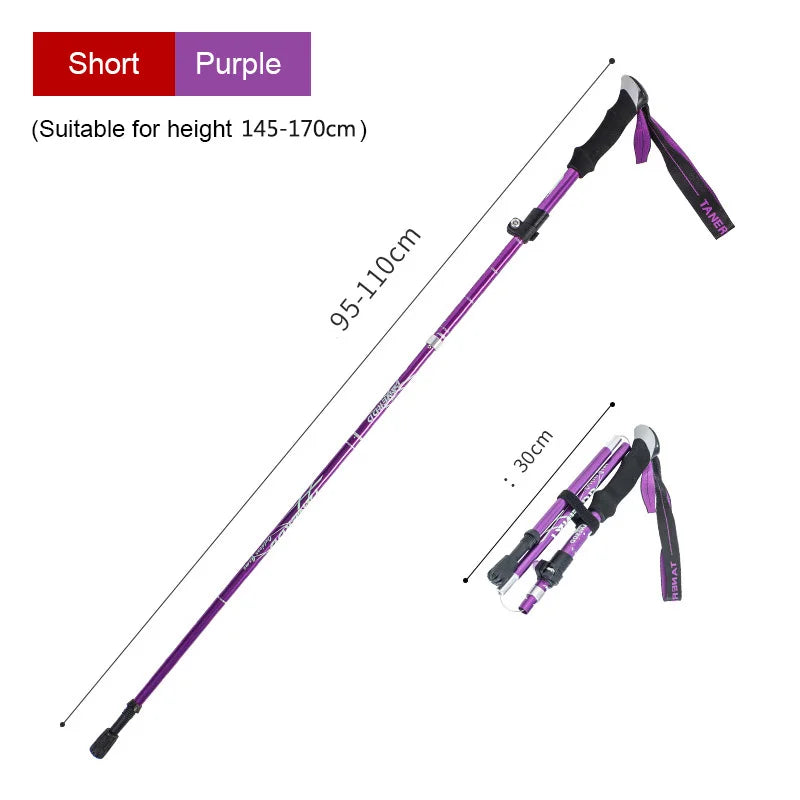 Trekking Stick 5-Section Telescopic Folding Trekking Poles Outdoor Camping Ultralight Portable Foldable Walking Hiking Stick