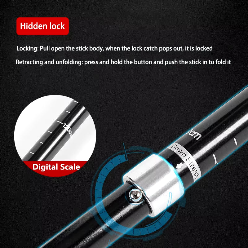 Trekking Stick 5-Section Telescopic Folding Trekking Poles Outdoor Camping Ultralight Portable Foldable Walking Hiking Stick