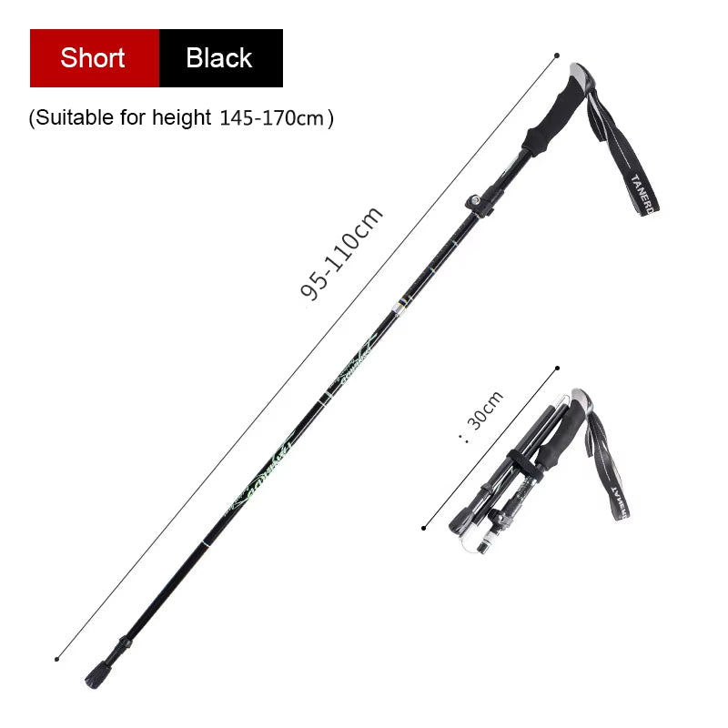 Trekking Stick 5-Section Telescopic Folding Trekking Poles Outdoor Camping Ultralight Portable Foldable Walking Hiking Stick